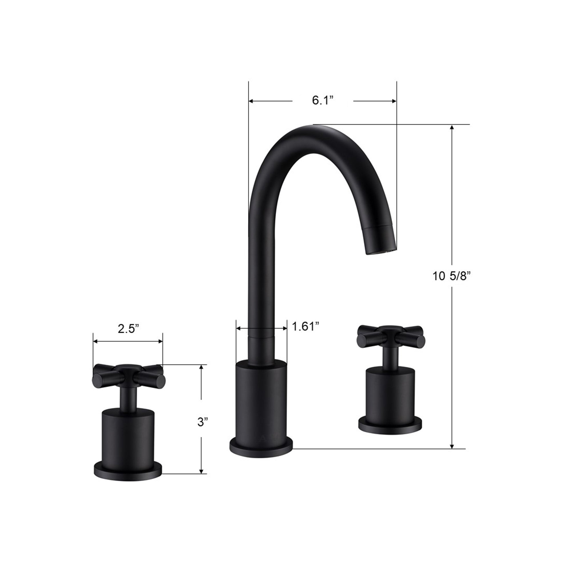 Ancona Prima 3 Widespread Double Handle Bathroom Faucet in Matte Black - Modern Matte Black Bathroom Sink Faucet for Vanity, Powder Room & Guest Bath - Easy Installation & Durable Finish