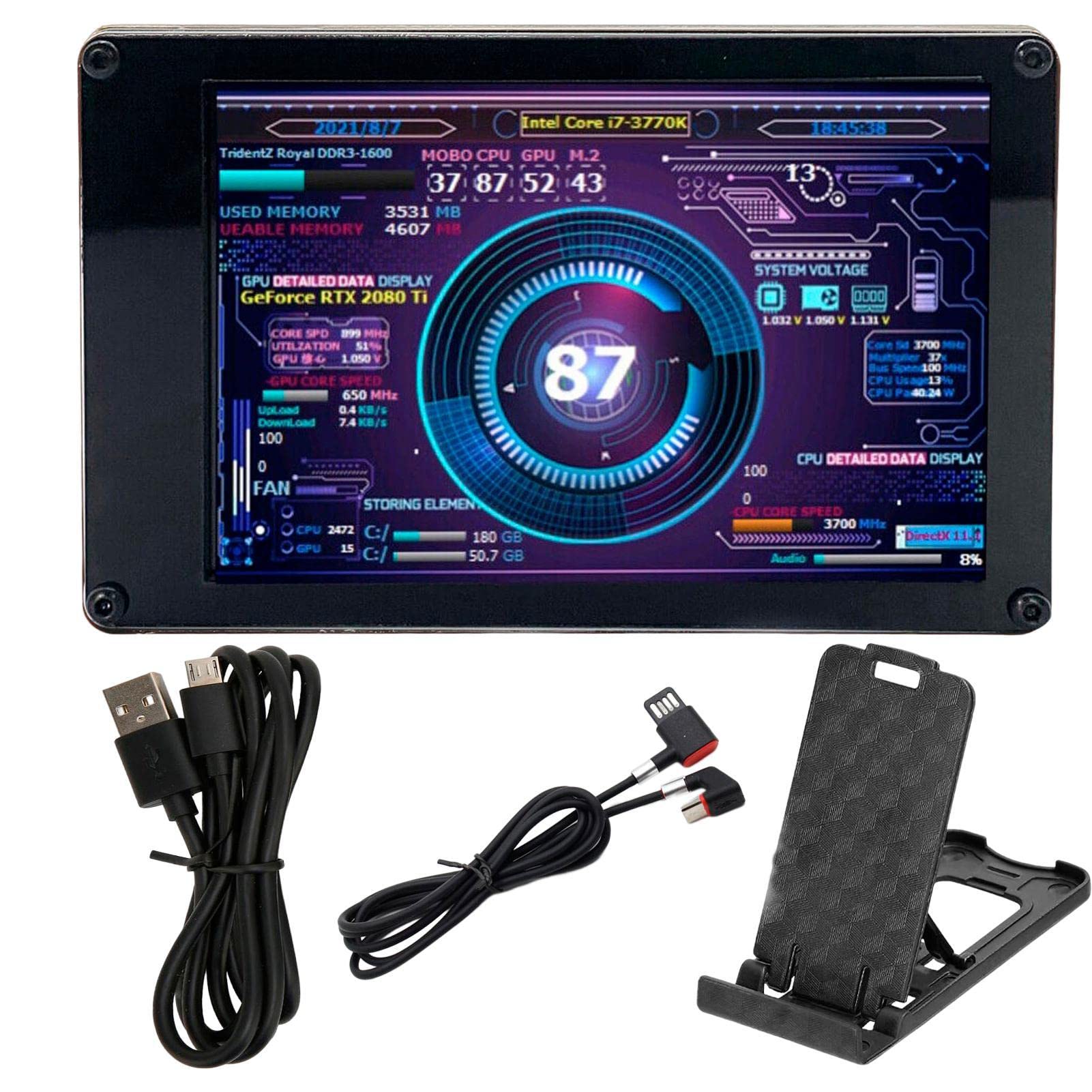 3.5 Inch USB PC Temperature Monitor - Secondary Display Screen for Computer Hardware Monitoring | Perfect for Gaming Rigs, Workstations & Server Rooms