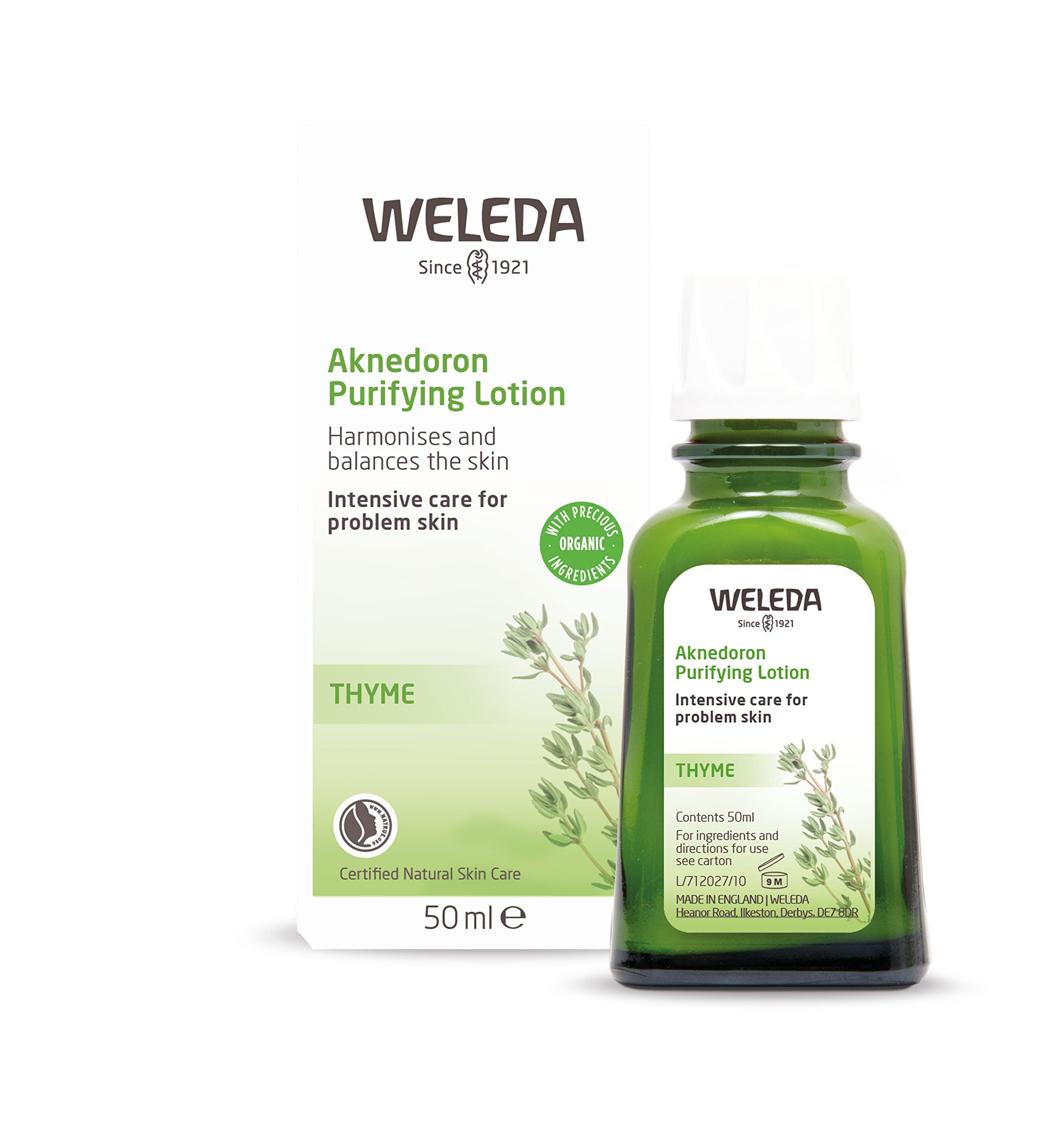 Weleda Aknedoron Purifying Lotion 50ml - Organic Spot Treatment for Acne-Prone Skin, Reduces Inflammation & Pores, Controls Shine - Certified Natural Skincare for Face & Body Care