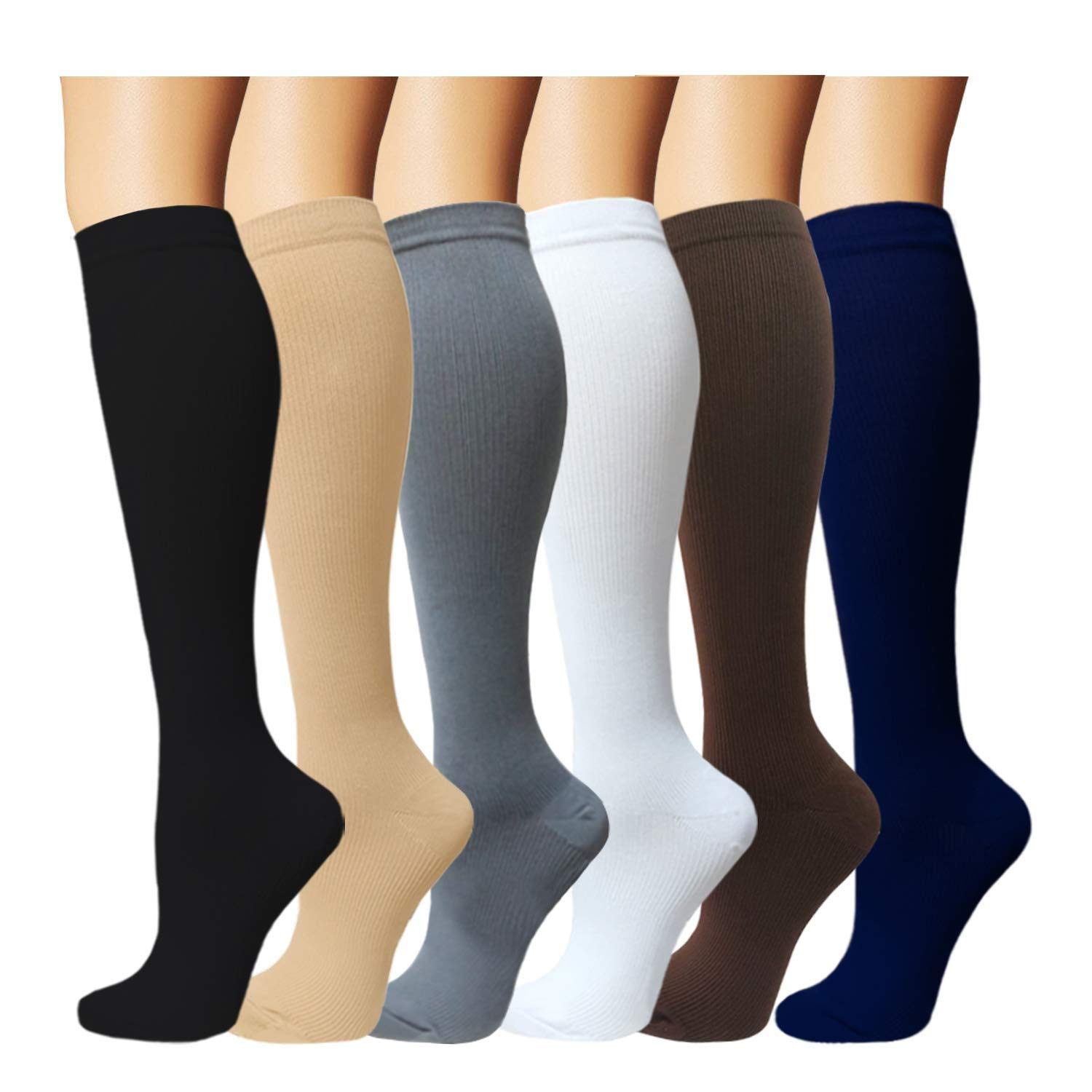 Best Compression Socks for Men & Women - 6 Pairs for Nurses, Medical Professionals, Running & Athletic Support - Improve Circulation & Reduce Fatigue for Workouts, Long Shifts & Travel