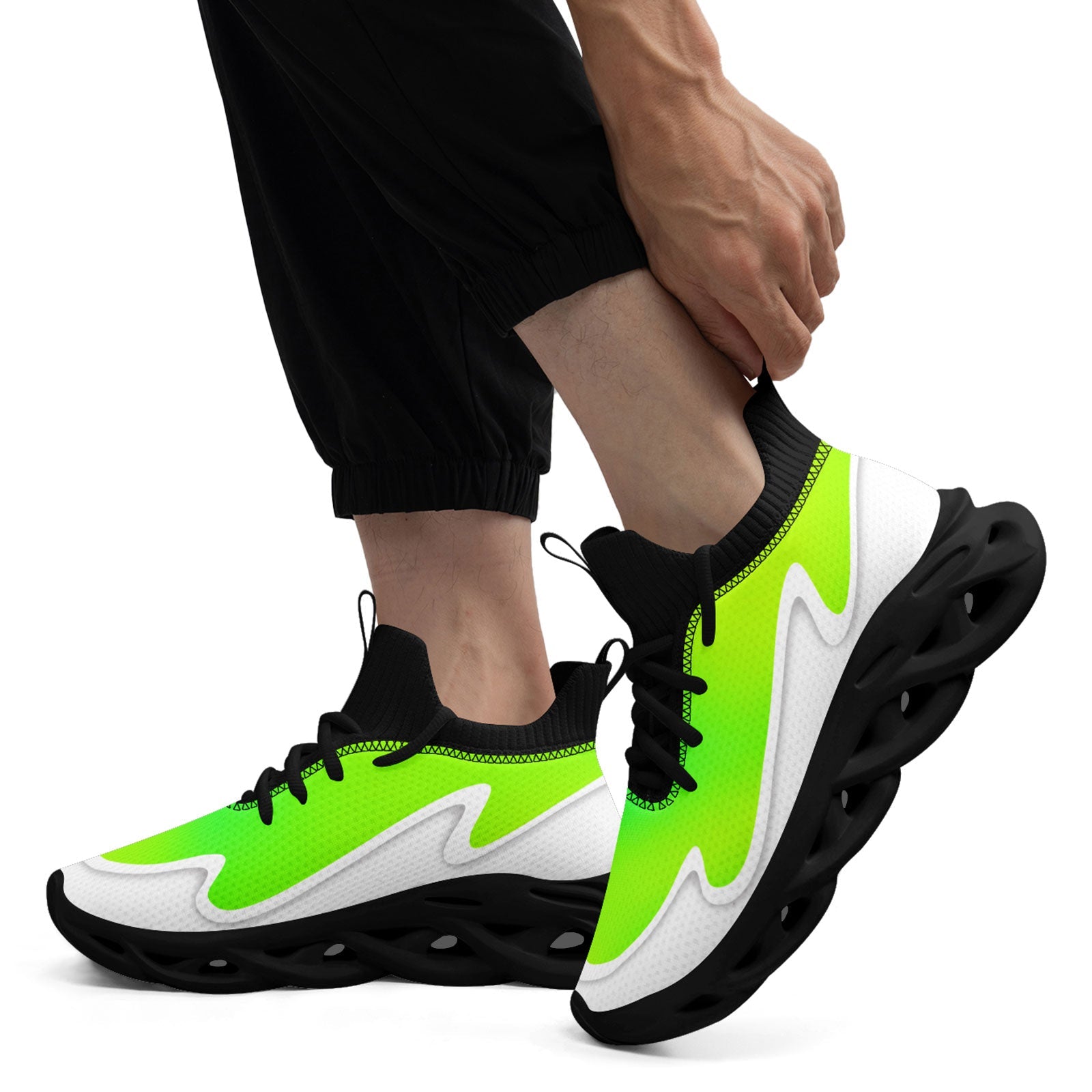 Custom Green & White Maxsoul Personalized Sneakers - Breathable Running Shoes for Men & Women (FN030A E020011 5) - Perfect for Gym Workouts, Jogging & Casual Wear