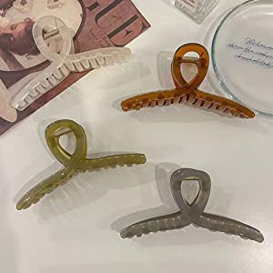 EPARTY - 4 Pack Fashion Hair Claw Clips for Women & Girls, Transparent Oversized Ponytail Crab Clips, Hair Accessories for Daily Wear, Work, School & Parties