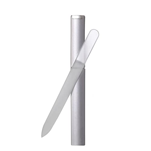 Premium Double-Sided Glass Nail File with Protective Case - Silver Etched Surface for Professional Manicures & Pedicures - Perfect Stocking Stuffer Gift for Women & Men - Ideal for Home, Salon, and Travel Nail Care