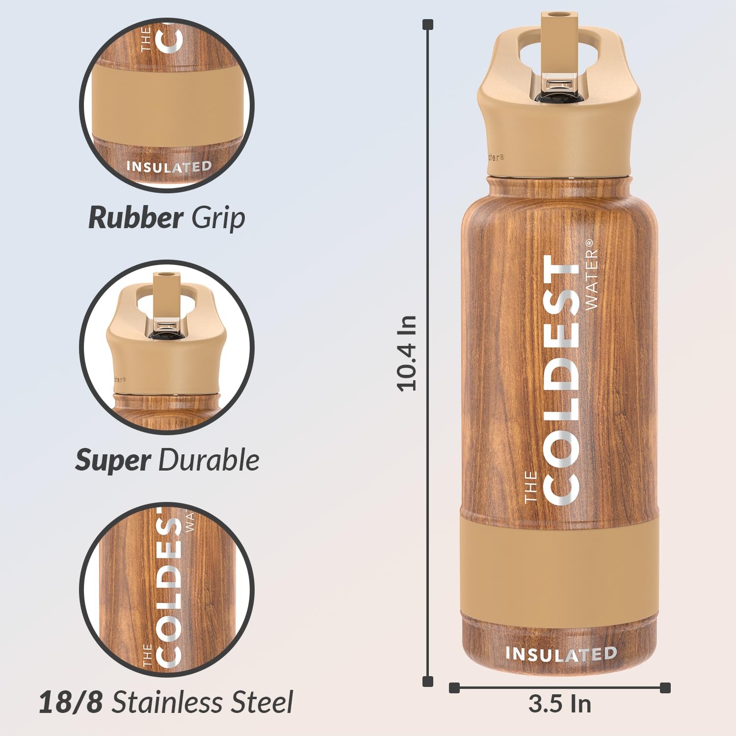 Coldest Sports Water Bottle 32oz - Vacuum Insulated Stainless Steel Thermos with Straw Lid, Leak Proof & Reusable - Perfect for Gym, Hiking & Outdoor Activities (Executive Series)