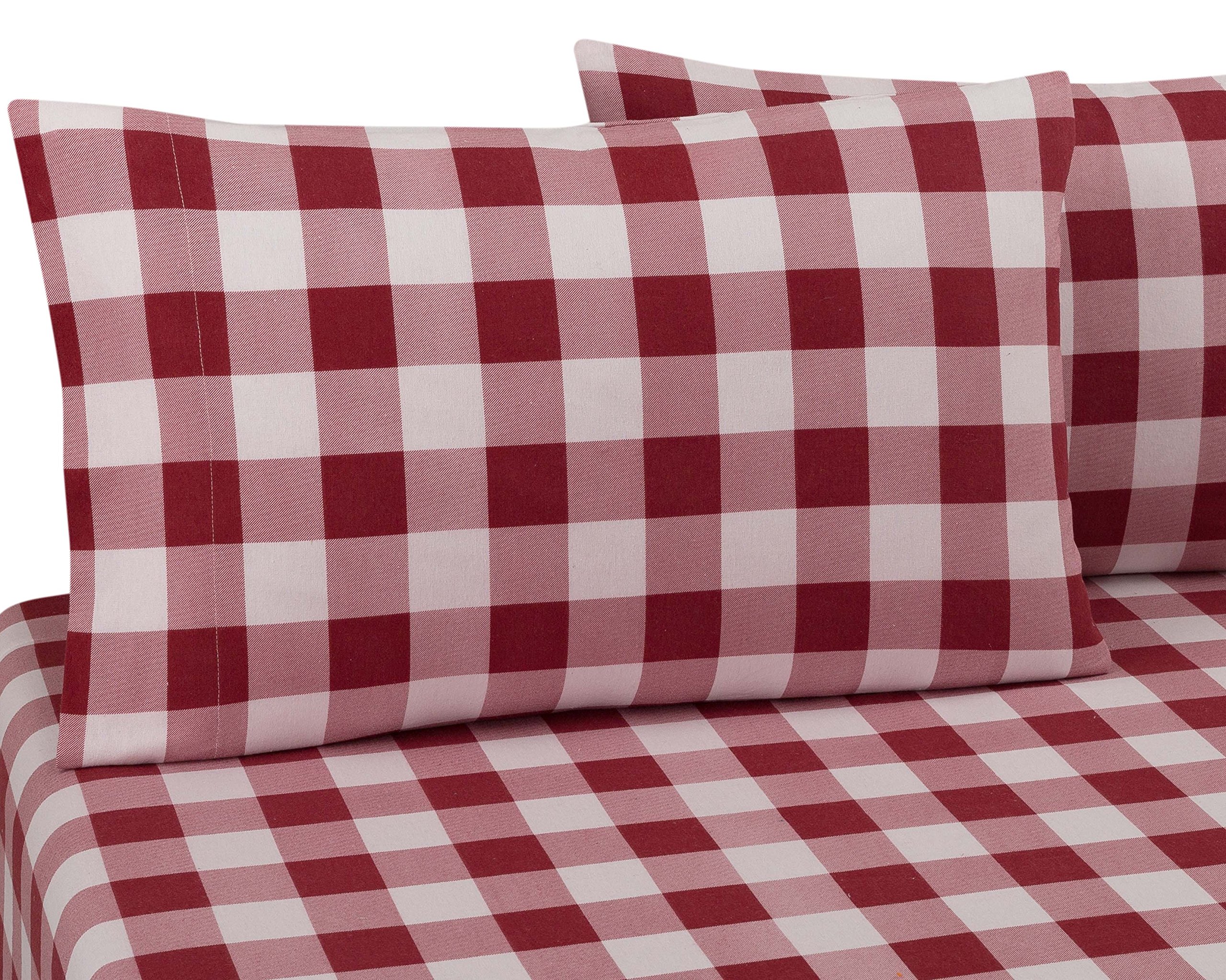 Premium 100% Cotton Flannel Pillowcase Set - King Size 20x40 Inches (2 Pack) - Soft & Cozy Buffalo Red Plaid - Perfect for Winter Bedding, Cold Weather & Cozy Home Decor