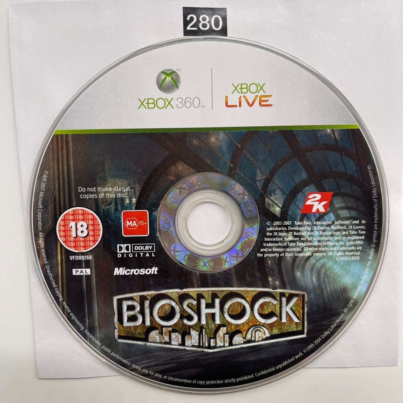 BioShock Xbox 360 Game - Classic Action RPG Shooter - Disc Only - Perfect for Horror Fans & Retro Gaming Collectors