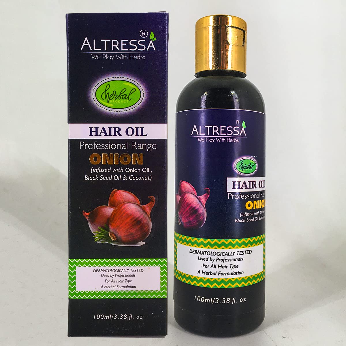 Altressa Professional Onion Oil with Coconut & Black Seed Oil for Hair Growth | Natural Hair Treatment for Strong, Healthy Hair | Reduces Hair Fall & Repairs Damage | Herbal Formula (100ml, Pack of 2) | Perfect for Daily Hair Care & Scalp Massage