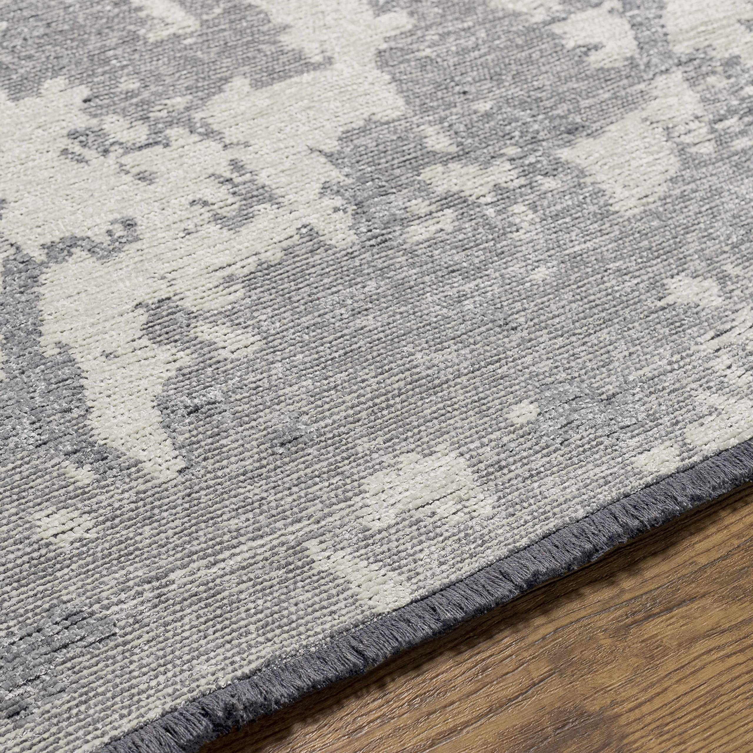 Hauteloom Bimo Modern Area Rug for Living Room & Bedroom - Soft Gray, Beige, Blue - 3'9