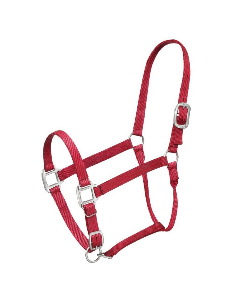Tough 1 Premium Nylon Horse Halter - Durable Red Equine Headcollar for Training & Show | Perfect for Trail Riding, Grooming & Stable Use