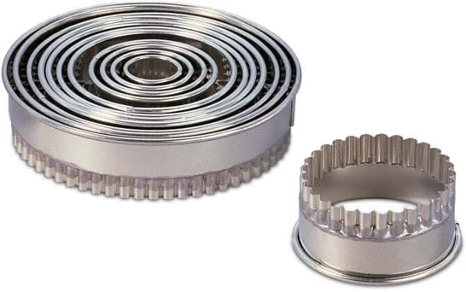 12-Piece Fluted Round Cutter Set for Baking - Stainless Steel Pastry Wheel Cutters for Cookies, Pies & Dough (Perfect for Holiday Baking, Party Treats & DIY Desserts)