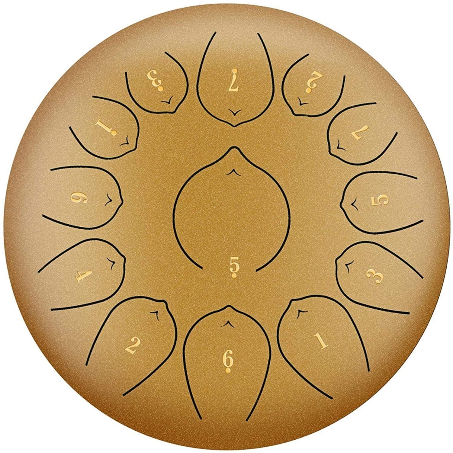 13-Note 12-Inch Stainless Steel Tongue Drum Handpan - Professional Percussion Instrument with Mallets, Carry Bag & Music Book - Perfect for Meditation, Yoga & Music Therapy (Yellow)