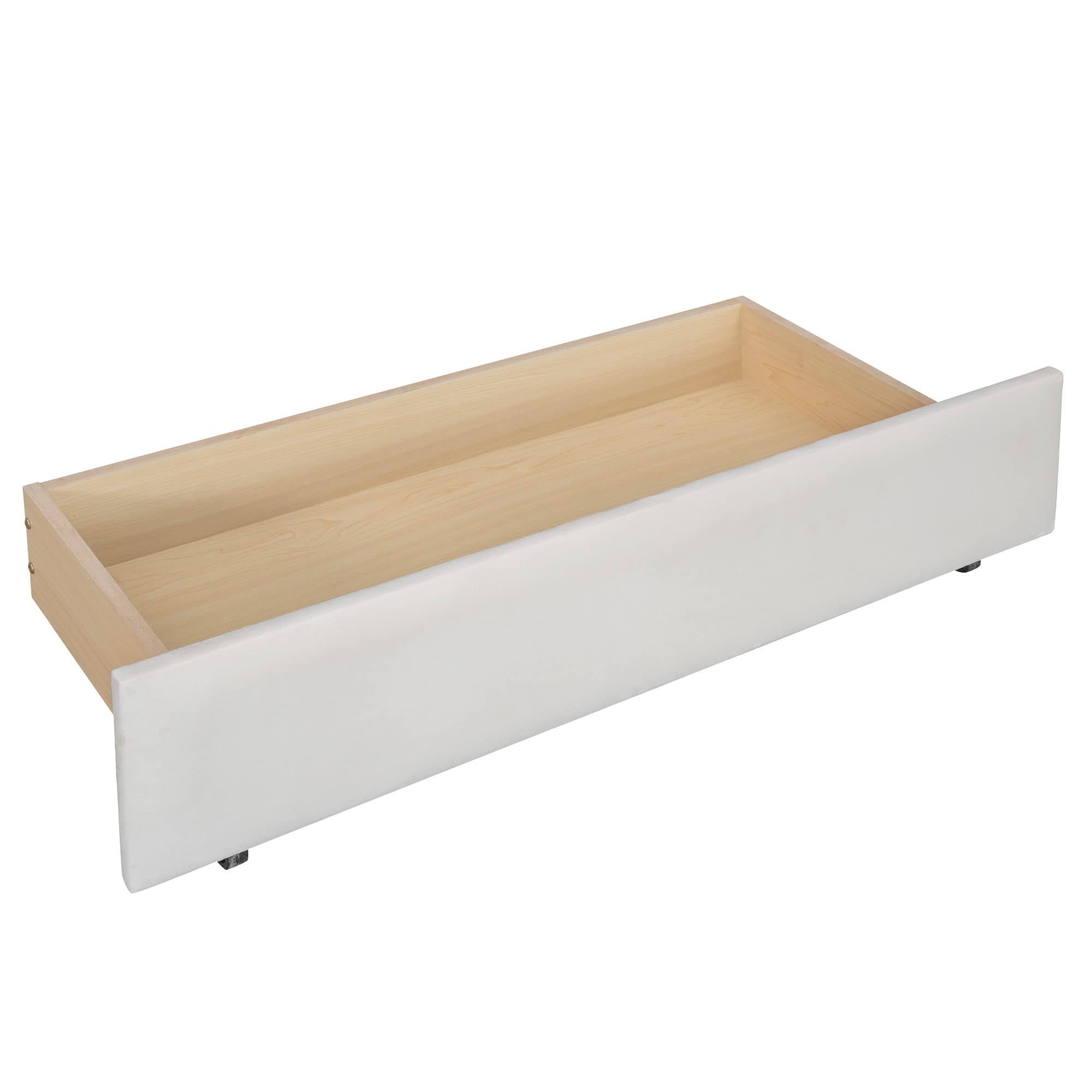 Twin Size Upholstered Daybed with 2 Storage Drawers & Tufted Sofa Bed - Wood Frame Beige for Guest Room, Small Space & Multi-Functional Furniture