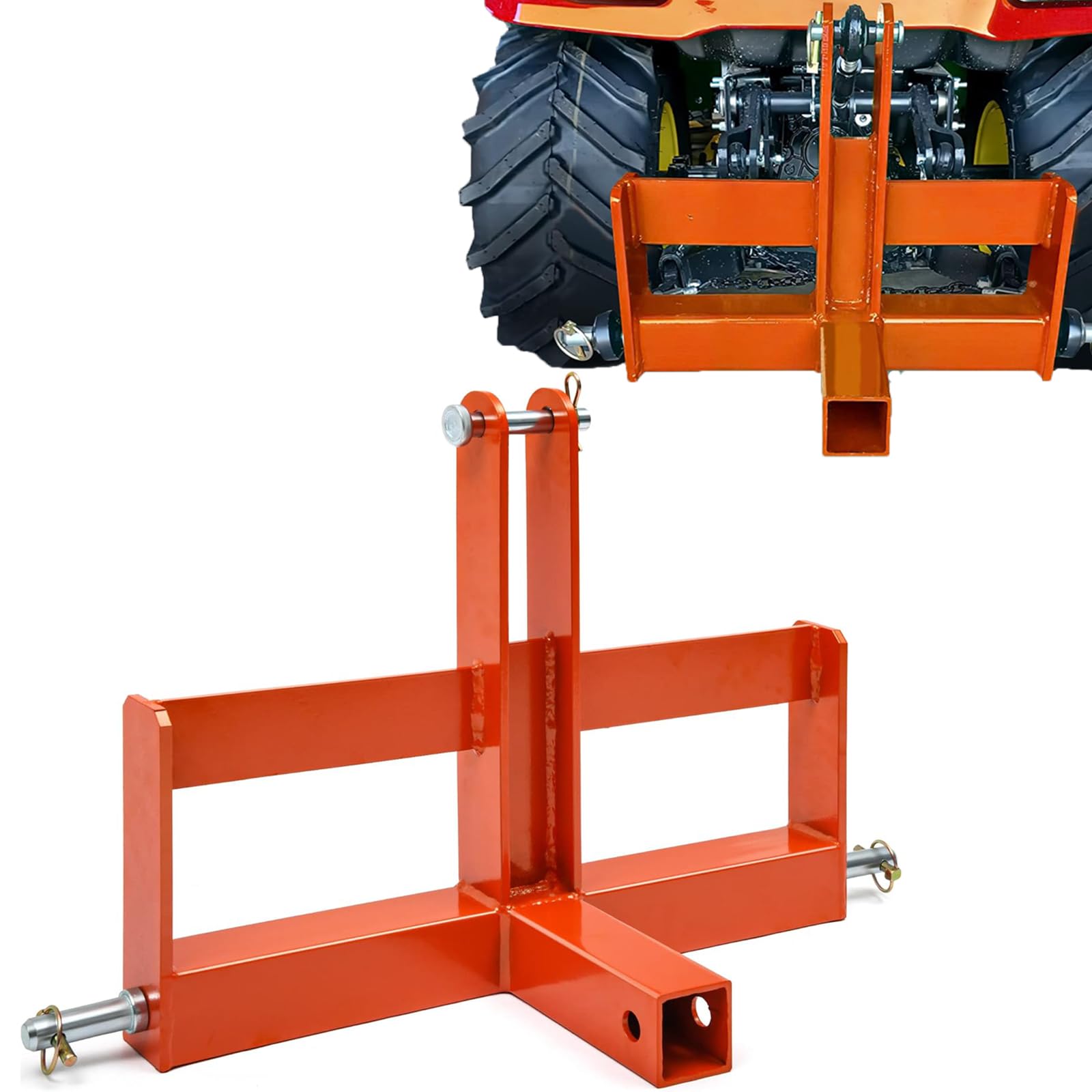 GARVEE 3 Point Quick Hitch Receiver for Cat 1 Tractors - 2 Receiver Drawbar Attachments & Suitcase Weight Brackets - Heavy Duty Category 1 Tractor Hitch for Farming, Landscaping & Towing Implements