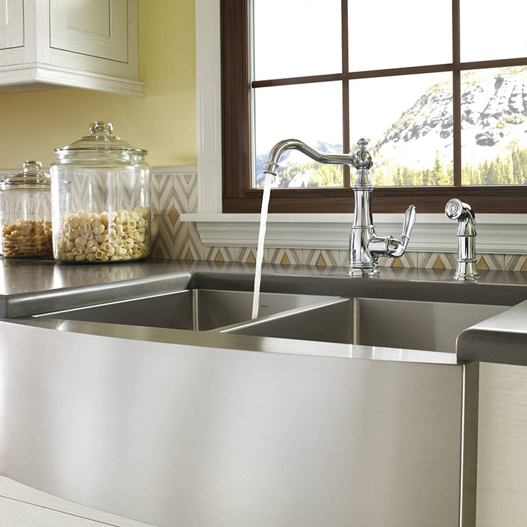 1800 Series 30-Inch Double Bowl Stainless Steel Apron Front Undermount Kitchen Sink - Durable Farmhouse Style for Modern Kitchens & High-Traffic Restaurants