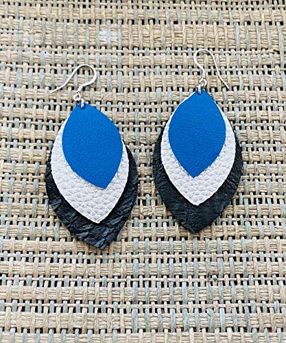 Black Layered Faux Leather Earrings for Women - Stylish Silver Leather Dangle Earrings for Fall & Winter Fashion - Perfect for School Spirit, Office Wear & Casual Outfits