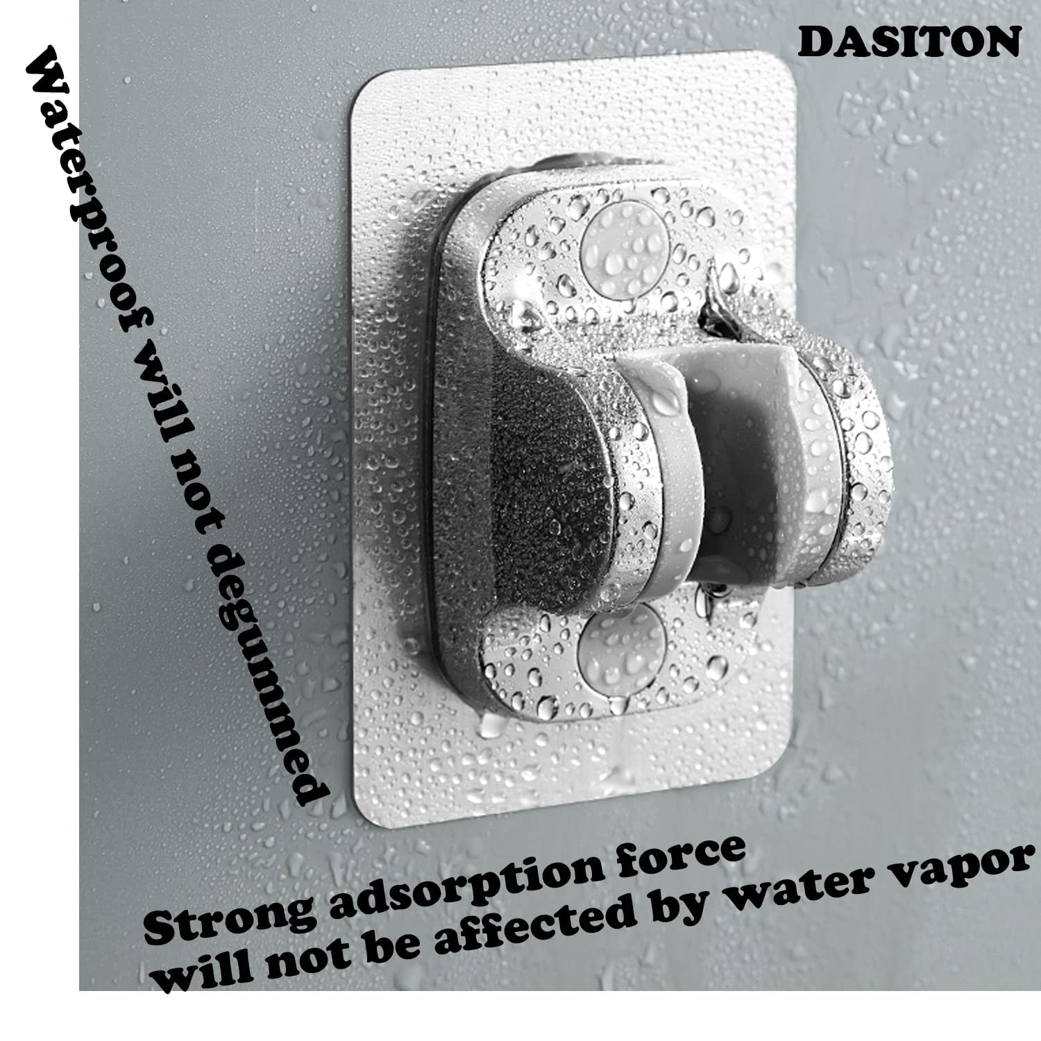 DASITON Heavy Duty Wall Mount Shower Head Holder - Strong Adhesive & Waterproof Shower Bracket for RV, Kids Bathroom, Home Use - Perfect for Handheld Showerheads in Small Spaces