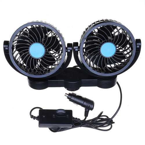 12V Dual Head Car Headrest Cooling Fan - 360° Rotatable & Stepless Speed Control for Rear Seat Comfort - Perfect for Long Road Trips & Hot Summer Days