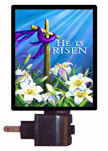 He is Risen Cross LED Night Light - Religious Decor for Easter & Holidays - Perfect for Bedroom, Prayer Room & Gift Giving