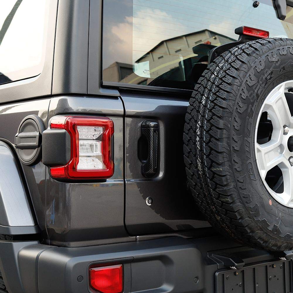 CheroCar JL JT Door Handle Inserts Cover Kit & Tailgate Handle Cover for 2018-2021 Jeep Wrangler JL JLU & 2020-2021 Jeep Gladiator JT - Black Carbon Fiber Grain Exterior Accessories - Upgrade Your Off-Road Vehicle's Style & Protection