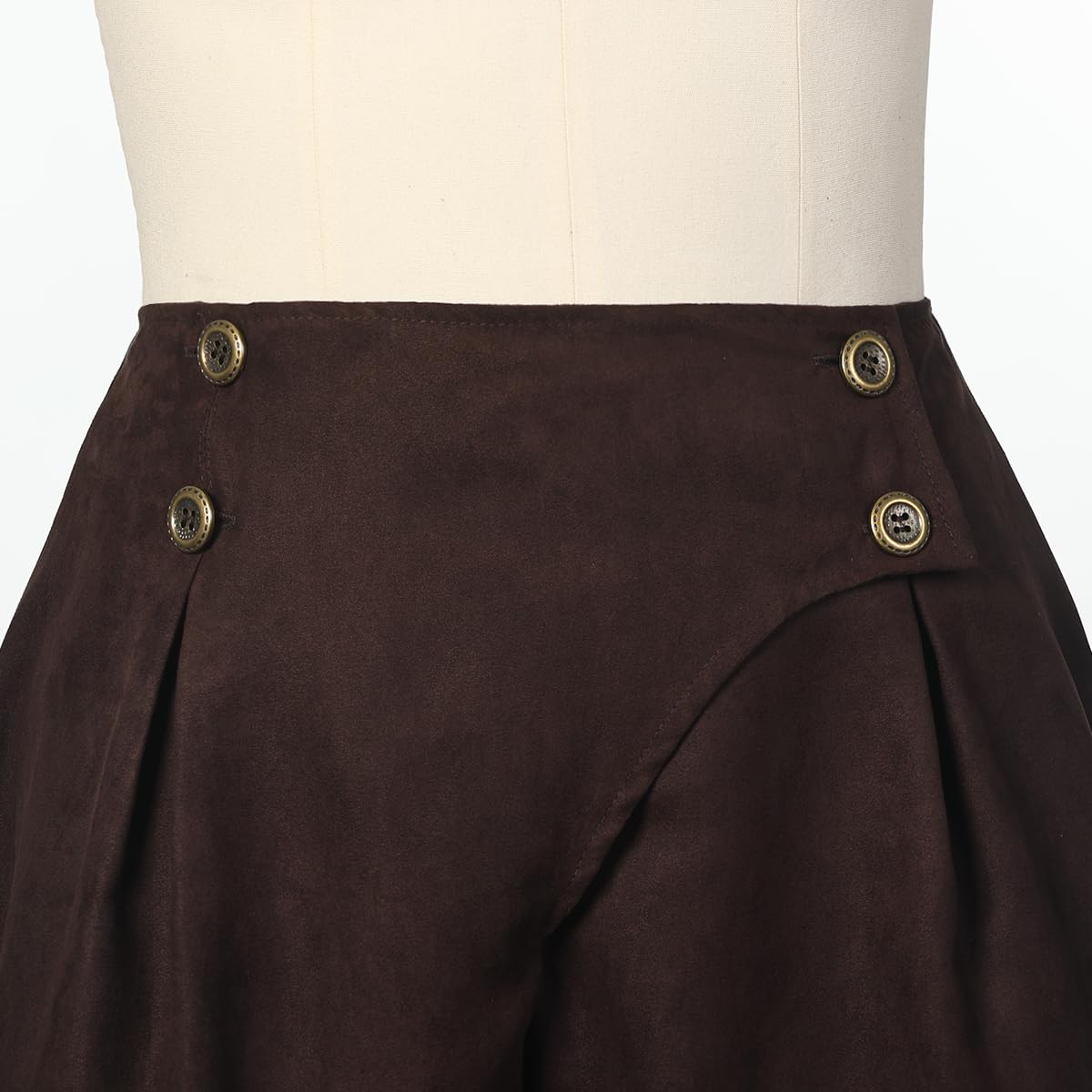 GRACEART Women's Renaissance Pirate Pants - High Waist Medieval Suede Trousers with Double Breasted Design for LARP, Cosplay & Historical Reenactment