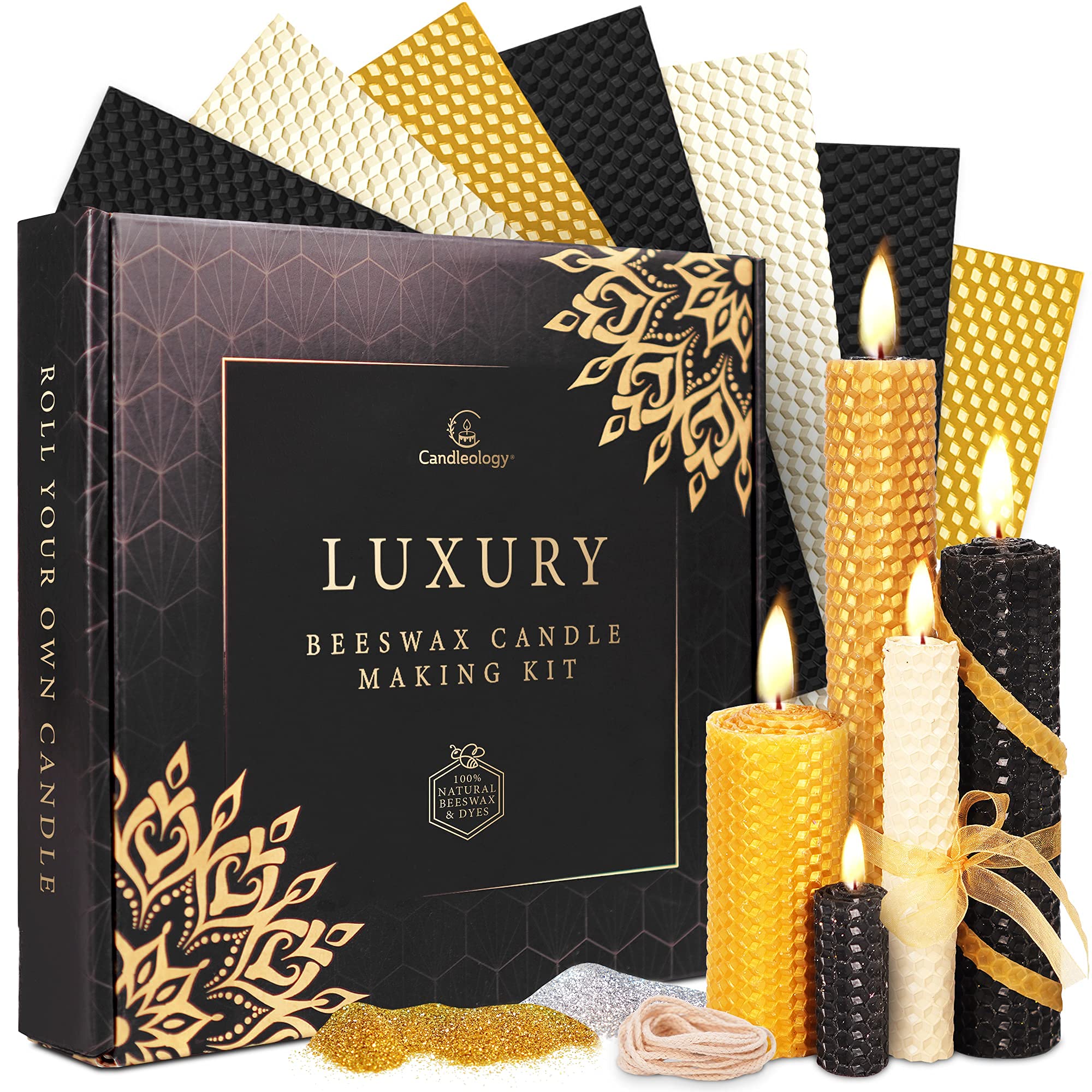 Premium Beeswax Candle Making Kit - Complete DIY Craft Set for Adults, Luxury Home Decor Gift for Women & Men (Black & Gold) | Perfect for Relaxation, Spa Nights & Romantic Home Ambiance