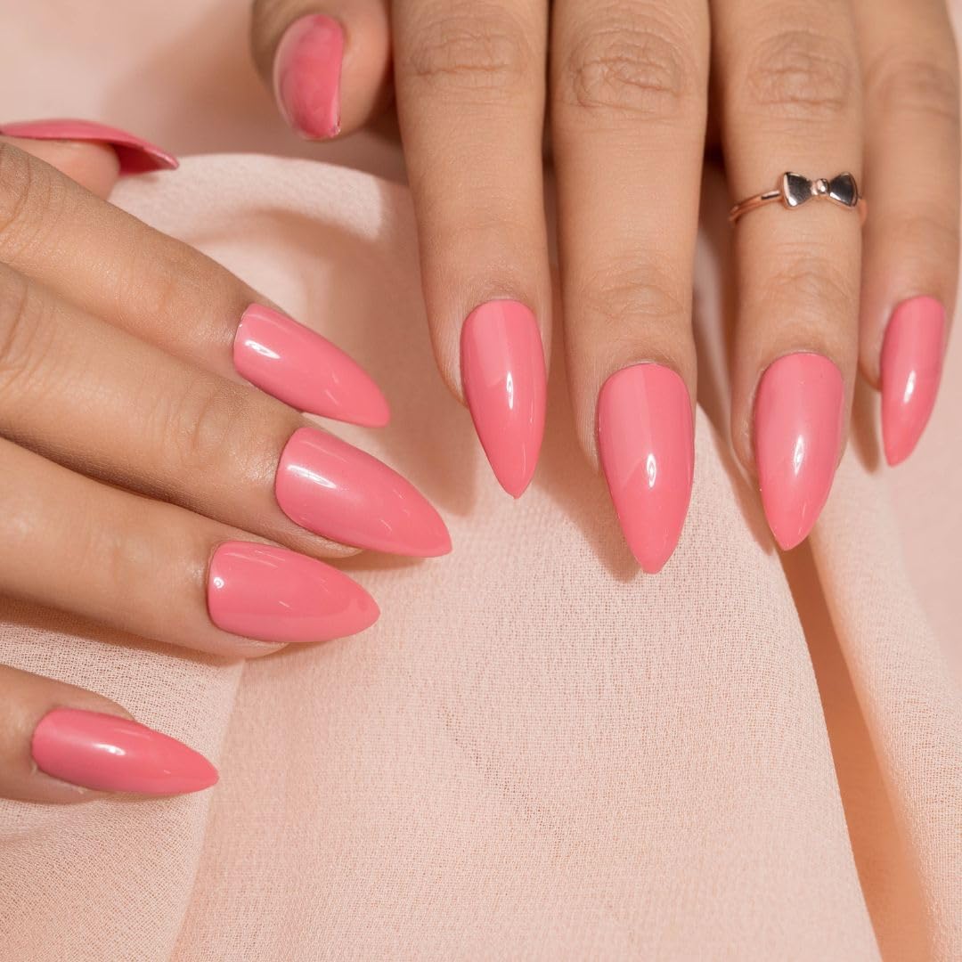 Premium Fake Press-On Nails - Pink on Point Set of 20 | Reusable Full Coverage Artificial Nails with UV Gel Polish | Easy to Apply Stick-On Nail Extensions for Both Hands | Perfect for Parties, Weddings, and Everyday Wear | Affordable & Time-Saving Manicure Solution