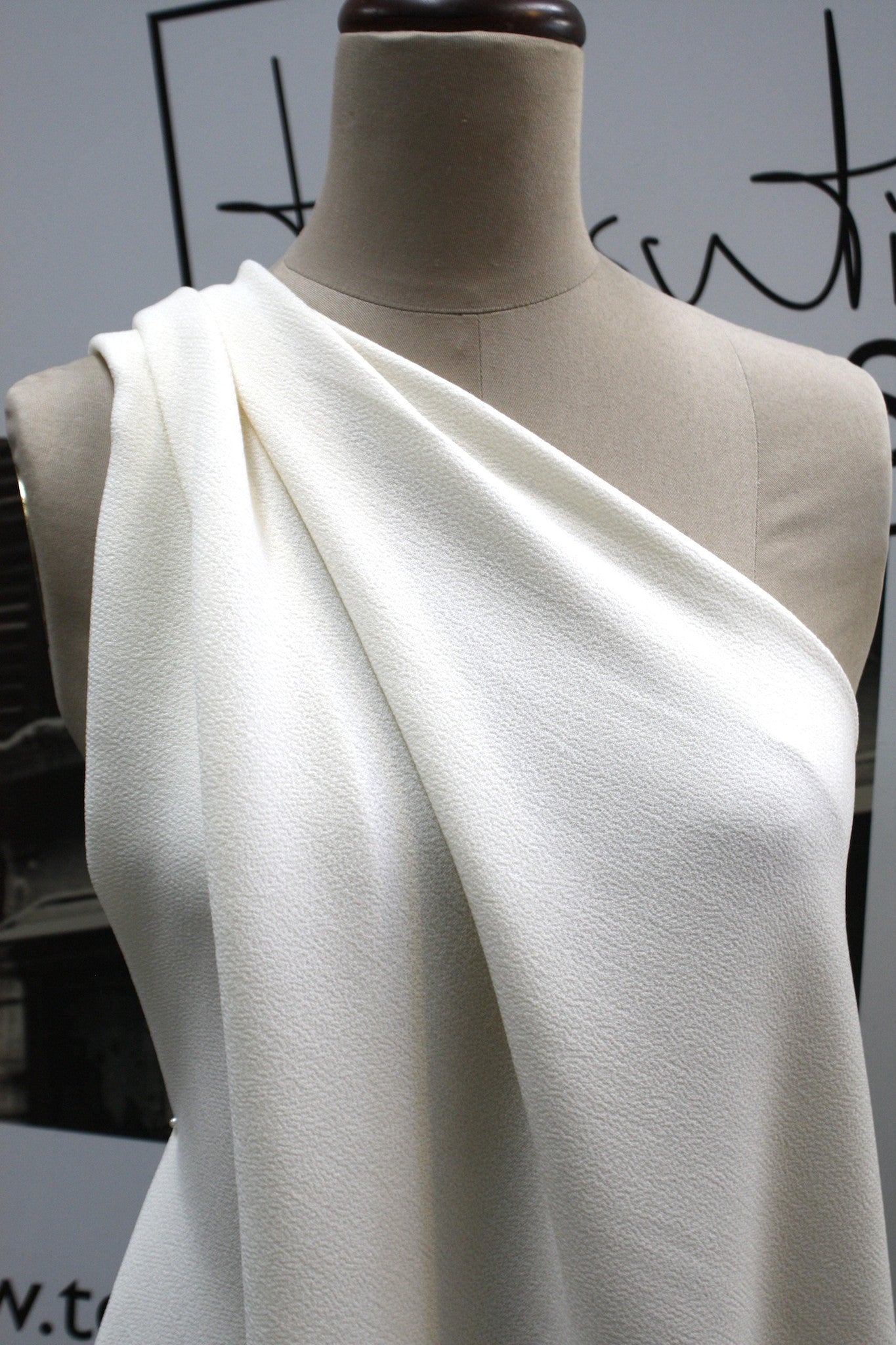 Bianco Double Crepe Fabric - Premium Quality Stretch Crepe for Dresses, Blouses & Formal Wear - Perfect for Evening Gowns, Bridal Attire & Special Occasions
