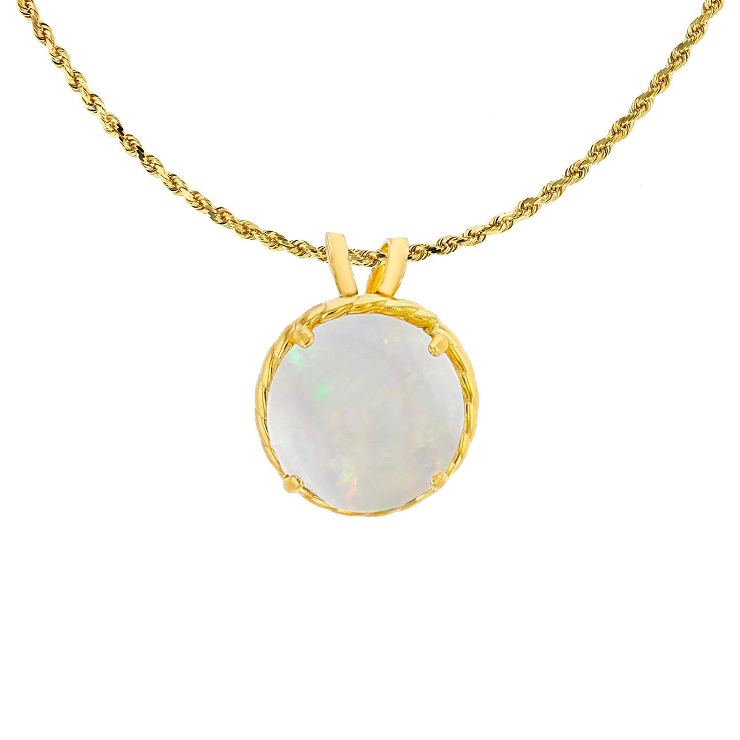 10K Yellow Gold 7mm Round Cut Rope Frame Rabbit Ear 18