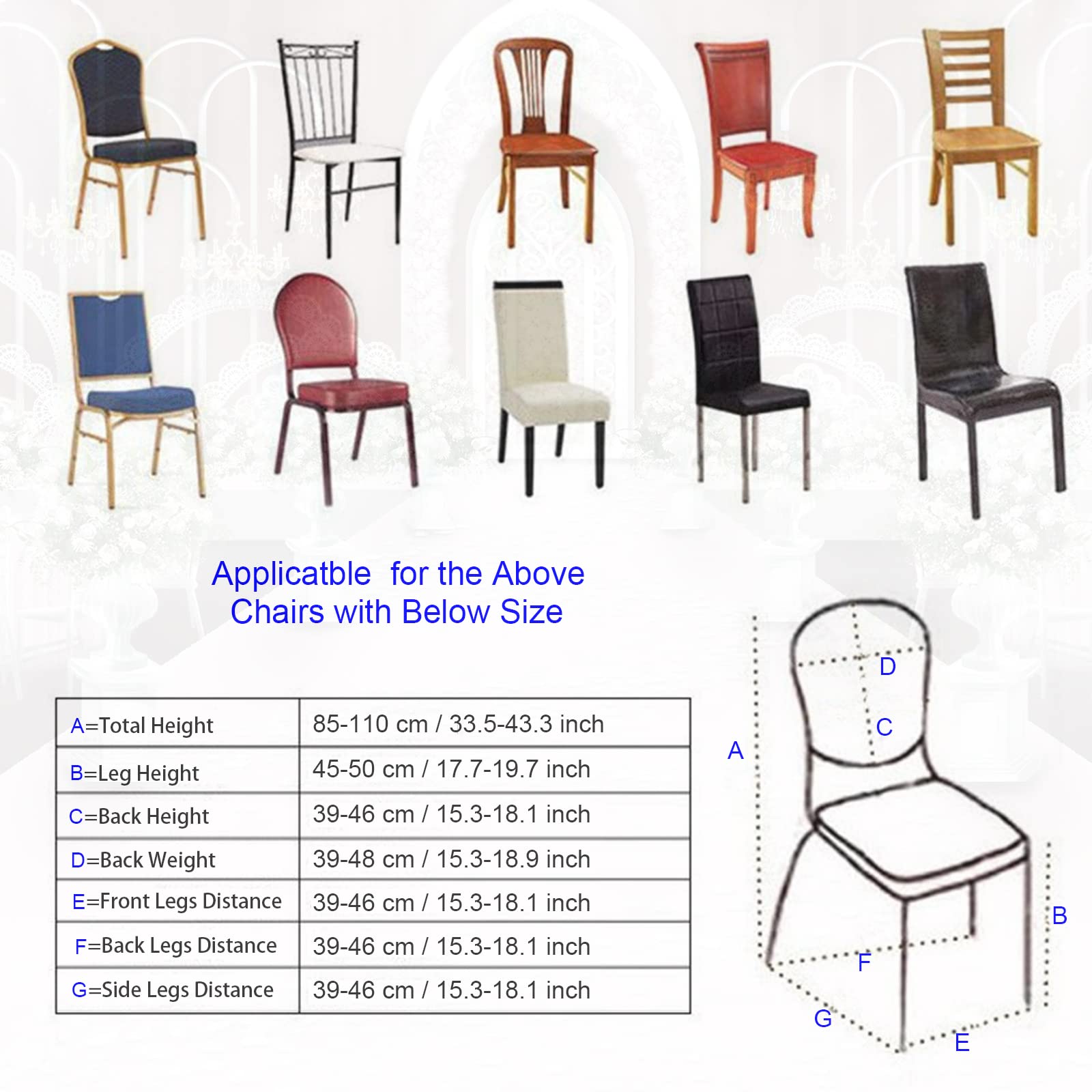 12-Pack Black Stretch Chair Covers - Polyester Spandex Dining Chair Slipcovers for Banquet, Wedding, Party & Home Decor - Fits Most Chairs & Couches (12, Black Arch)