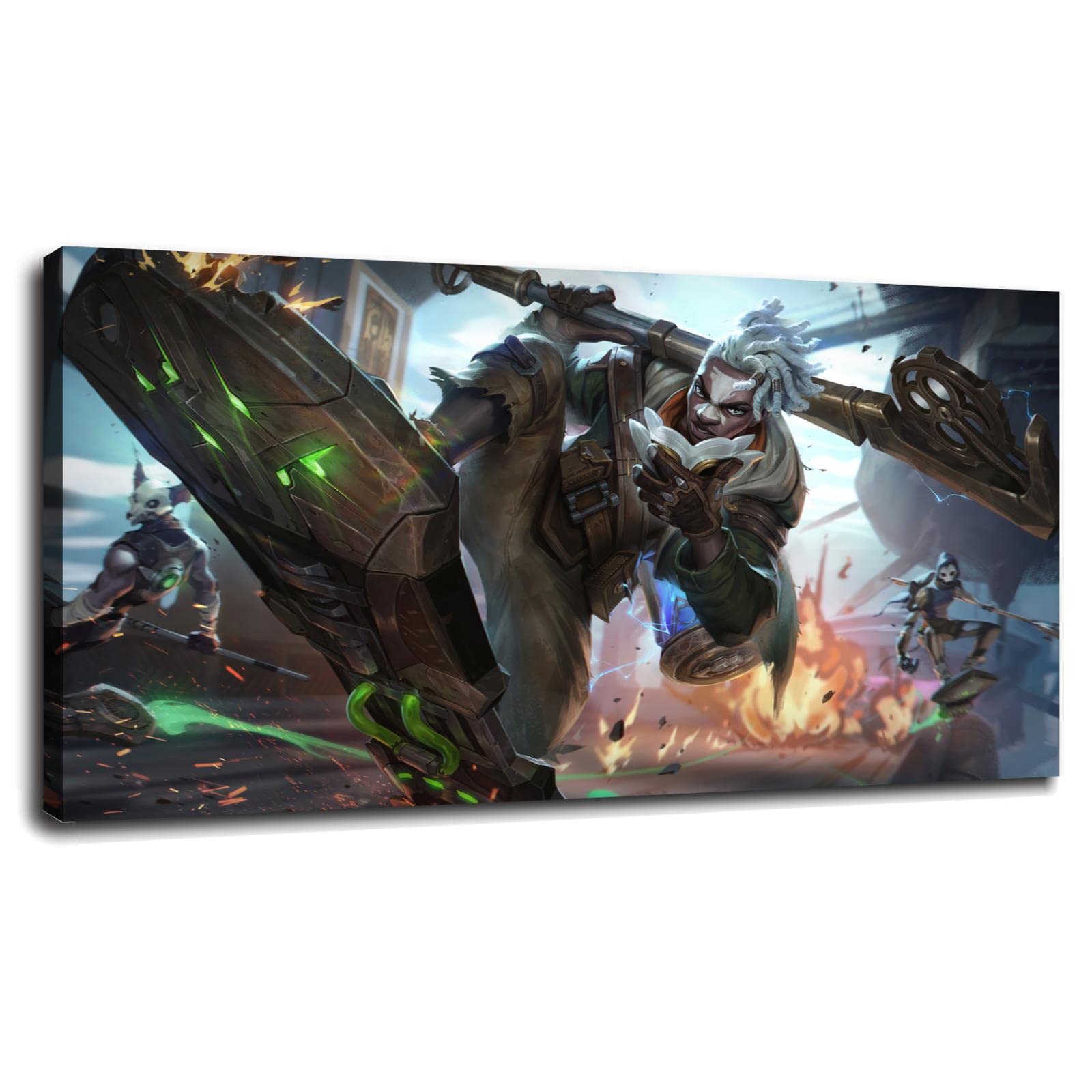 Lgrart Arcane Canvas Prints - Ekko League of Legends Game Poster Wall Art for Home, Office & Cinema Decor - Framed 13x8 Inches - Perfect for Gamer Rooms & Esports Themed Spaces