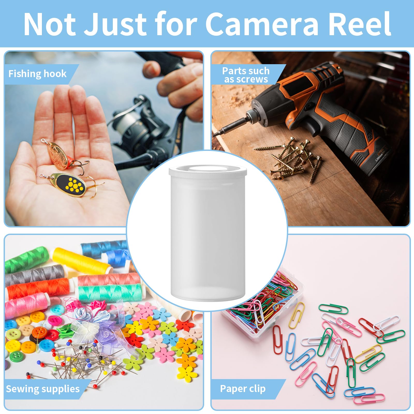 120 Pieces 35mm Empty Plastic Film Canisters with Lids - Small Storage Containers for Camera Reels, Art Beads, Fish Hooks, Coins & Keys - Perfect for Photography, Science Experiments, Craft Organizing & Travel Accessories (White)