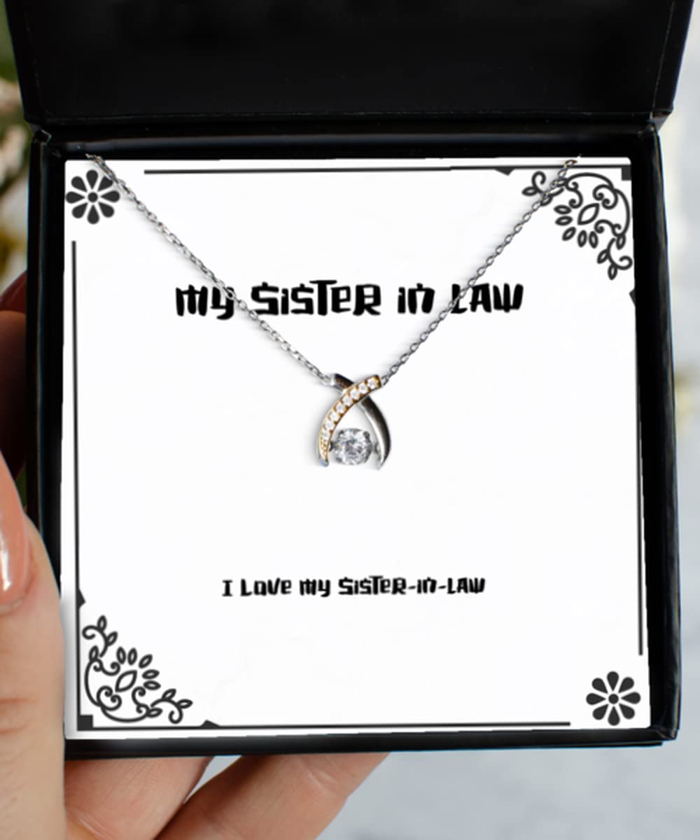 I Love My Sister-in-Law Wishbone Dancing Necklace - Unique Sister-in-Law Gift for Birthday, Christmas - Funny & Inappropriate Present for Big Sister - Perfect for Family Gatherings & Special Occasions