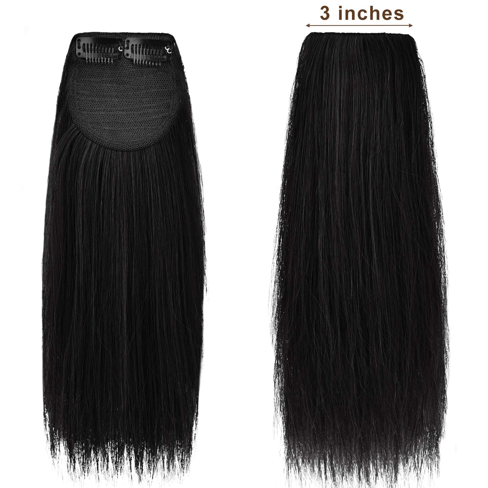 REECHO 8 Inch Clip in Hair Extensions for Women - Thick Hair Topper for Thinning Hair - Black Human Hair Extensions for Volume & Length - Perfect for Daily Wear, Parties & Special Occasions