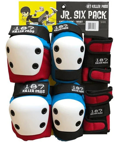 187 Killer Pads Jr. Six Pack Combo Pack - Red, White & Blue Youth Football Shoulder Pads for Kids - Perfect for Youth Football Training & Games