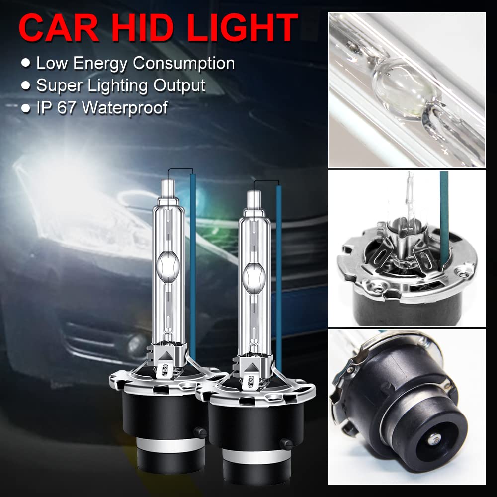 OPP ULITE D2S Bulbs 35W Xenon White - Plug & Play HID Replacement Bulbs 12V 5500K for Car Headlights (2-Pack, Metal Base, D2S) | Perfect for Night Driving & Automotive Lighting Upgrades