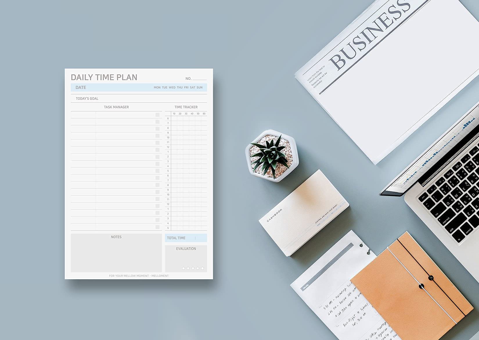 A5 Undated Daily Planner Pad - 95 Tear-Off Sheets for Time Management, To-Do Lists, Study Planning & Task Tracking | Perfect for Students, Professionals & Productivity Enthusiasts (Sky Blue)