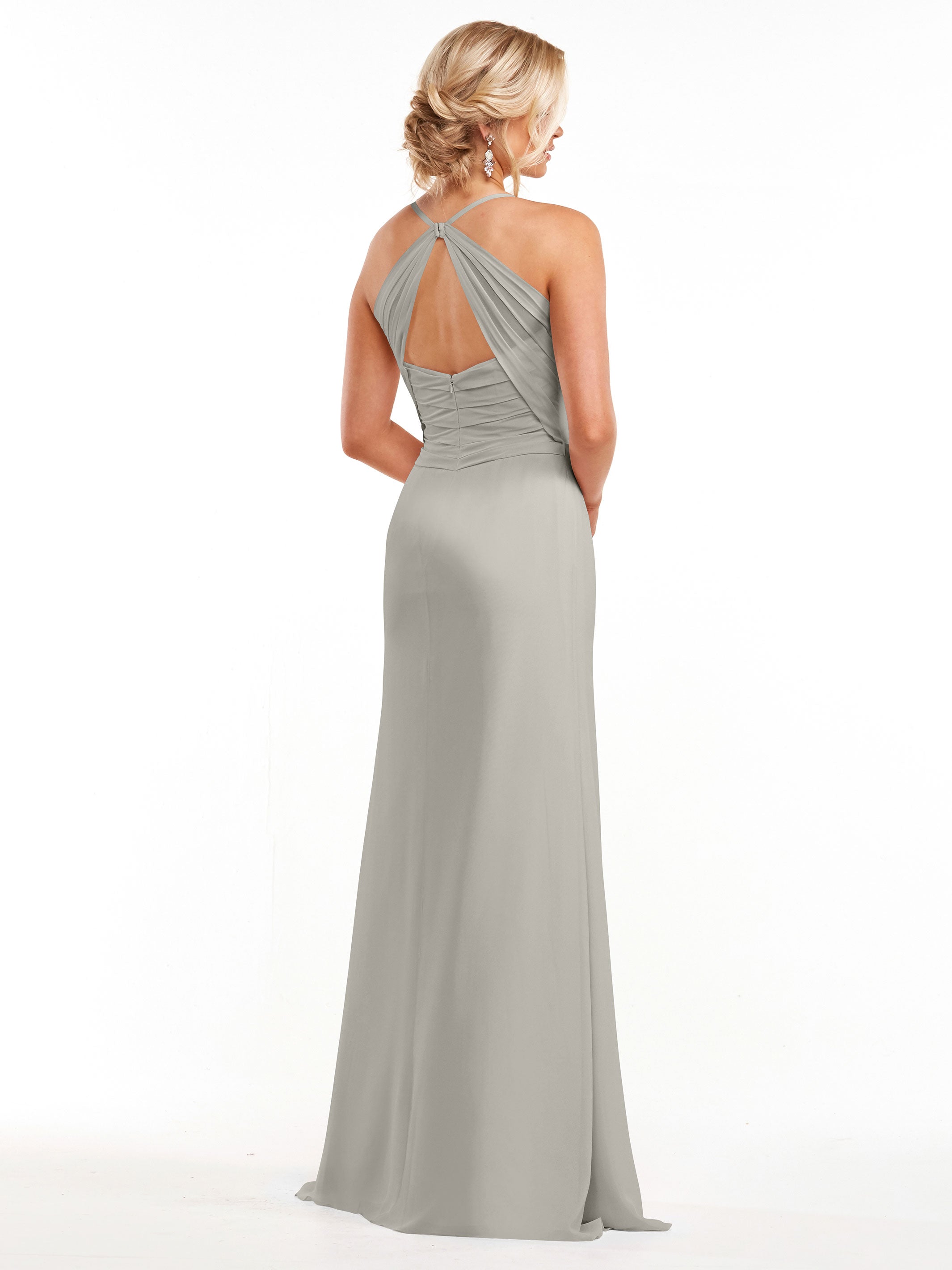 Elegant A-Line Chiffon Bridesmaid Dress with High Slit - Perfect for Weddings, Formal Events & Special Occasions