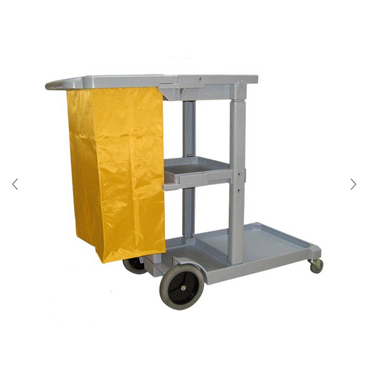 Commercial Janitor Cart with Heavy-Duty Yellow Trash Bag - Ideal for Office, School, and Hospital Cleaning