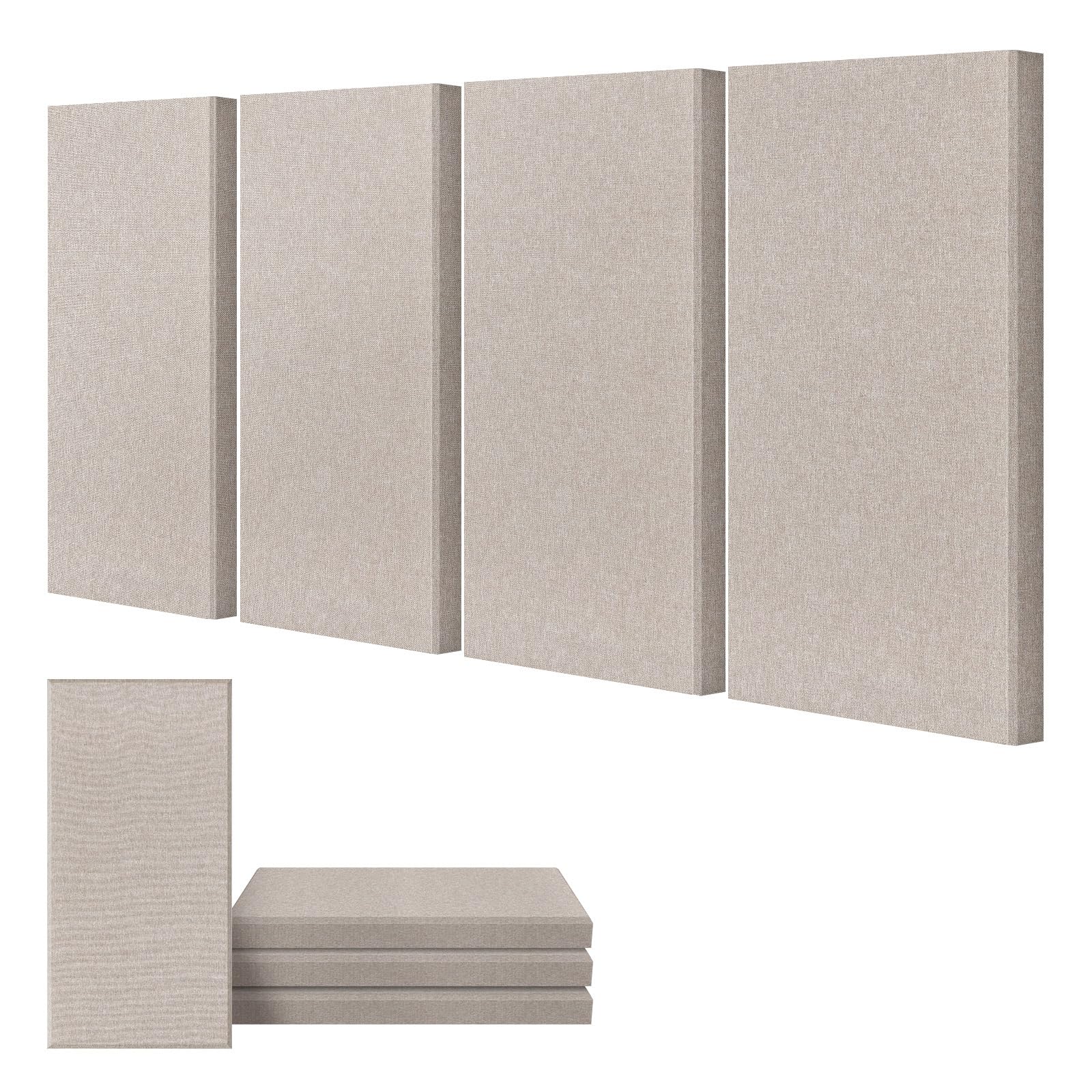 UMIACOUSTICS 4 Pack Acoustic Panels - 2 Inch Thick 23.6 x 11.8 Inch Fiberglass Soundproof Wall Panels, Self-Adhesive Noise Absorbing Panels for Home Studio, Office, Theater - Light Camel Color | Perfect for Music Rooms, Podcast Studios & Home Theaters