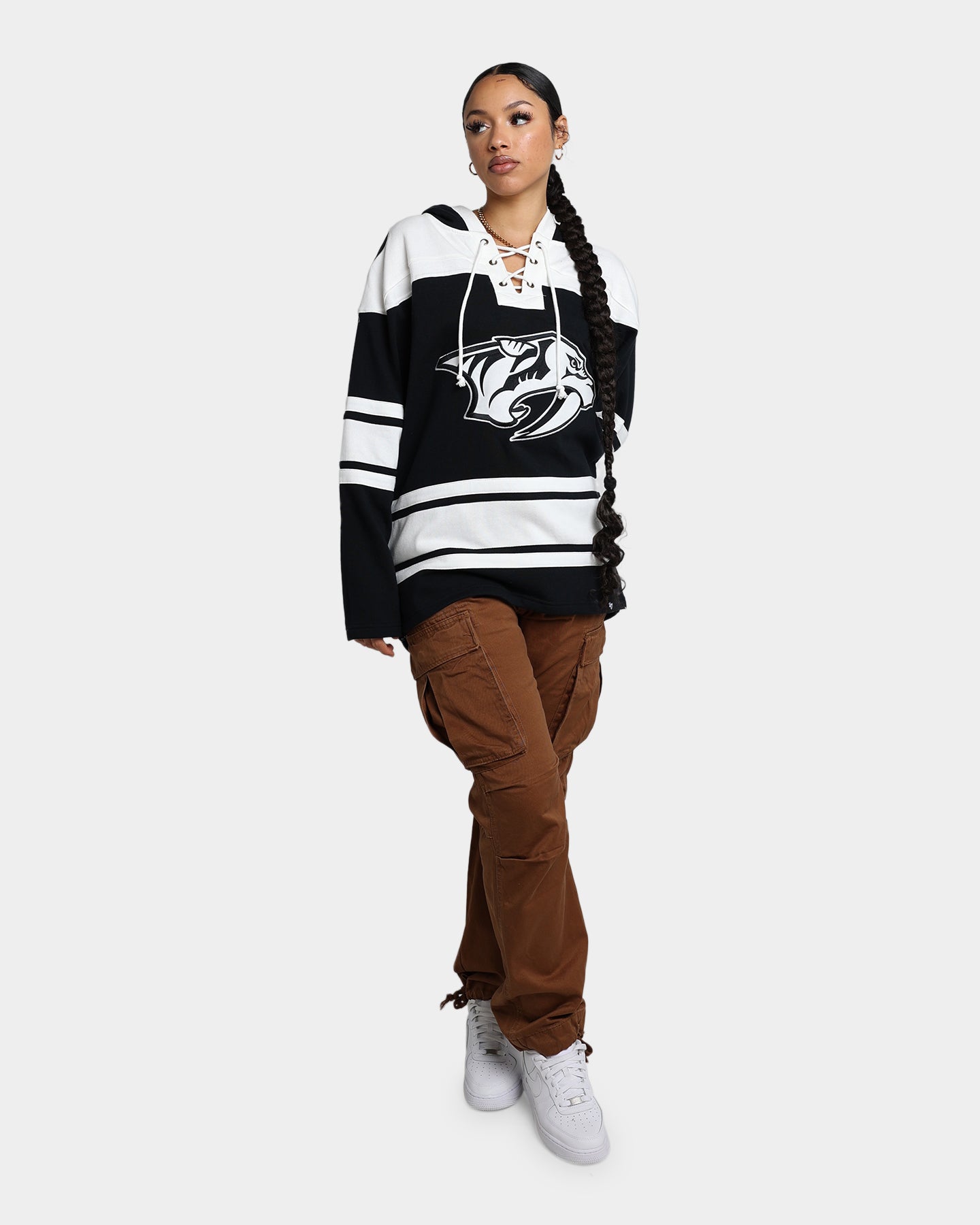 47 Brand Nashville Predators Superior Lacer Hoodie - Men's NHL Hockey Team Pullover Sweatshirt (Jet Black) | Warm & Comfortable for Game Day, Tailgating & Casual Wear