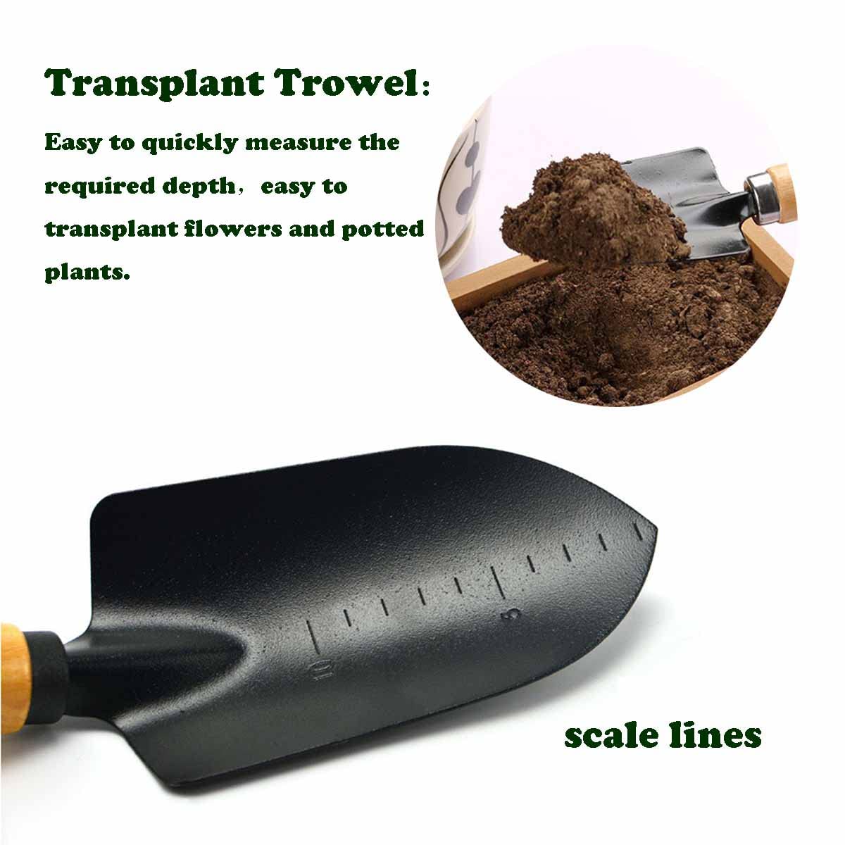 3pc Garden Tool Set - Rake & Trowel with Wood Handle for Outdoor Planting