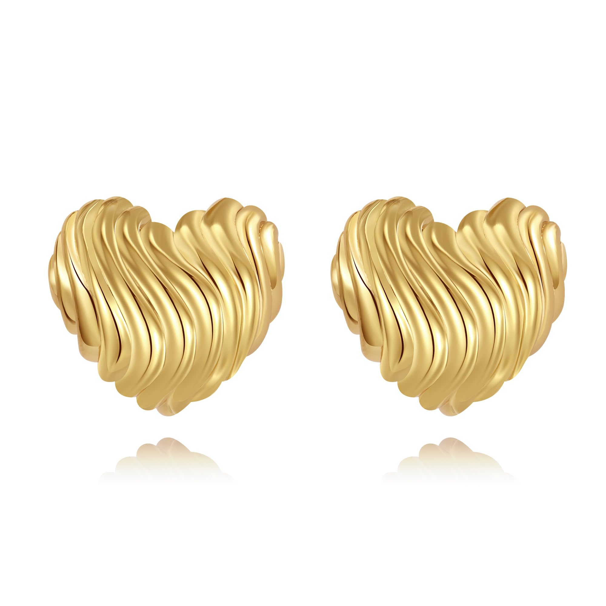 Trendy Big Chunky Gold Earrings for Women – Hypoallergenic 925 Sterling Silver Drop Stud Earrings | Statement Wavy Button Earrings | Perfect Jewelry Gift for Women & Girls | Ideal for Parties, Weddings & Everyday Wear