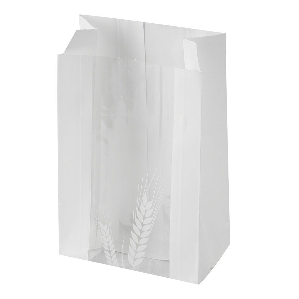 Greaseproof White Paper Bread Bags - Micro Perforated, Wheat Pattern (4.5