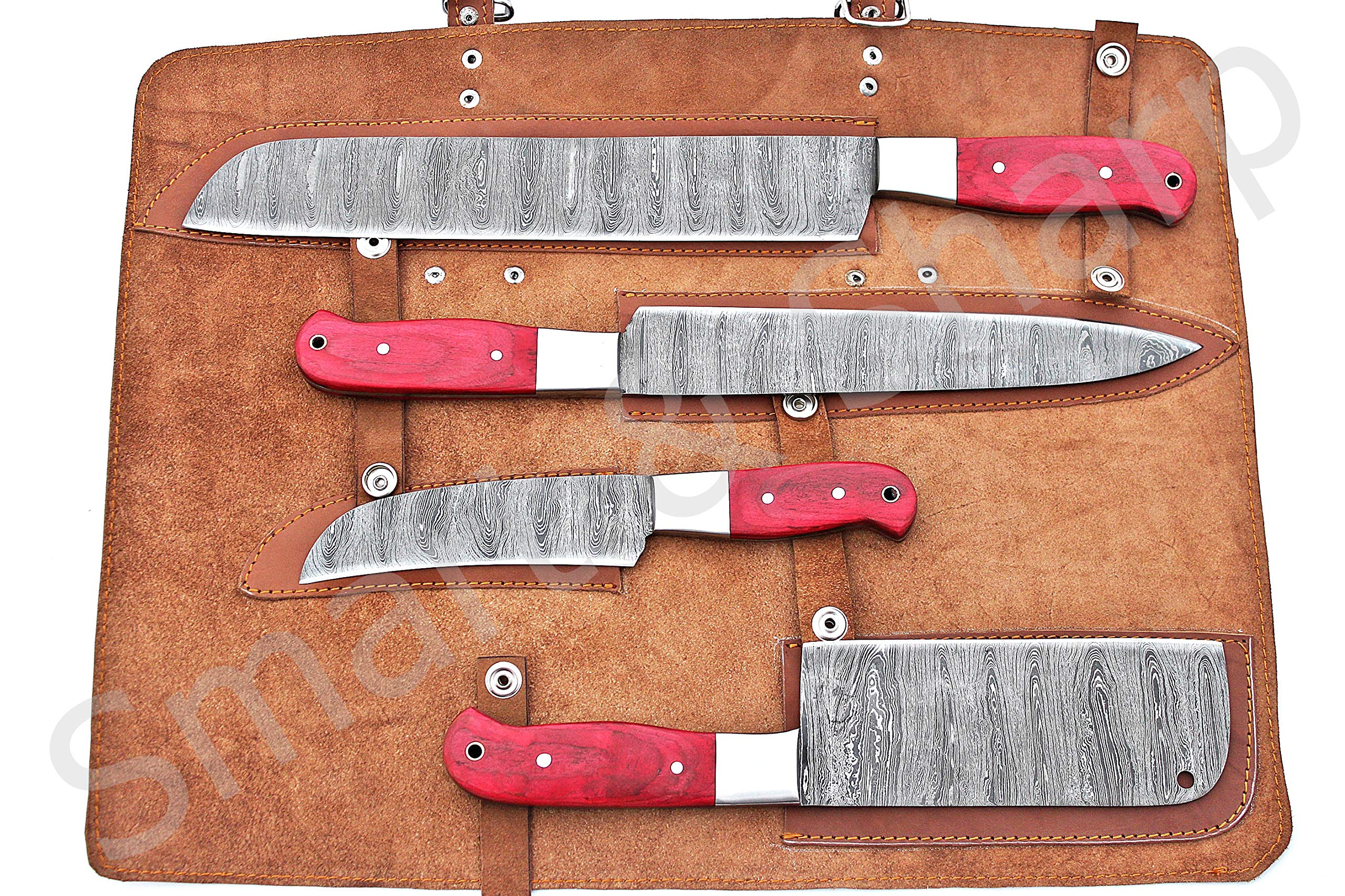 Premium Damascus Steel Chef Knife Set - 4 Piece Handcrafted Kitchen Knives with Razor Sharp Blades for Professional Cooking & Home Use - Perfect Gift for Chefs & Cooking Enthusiasts