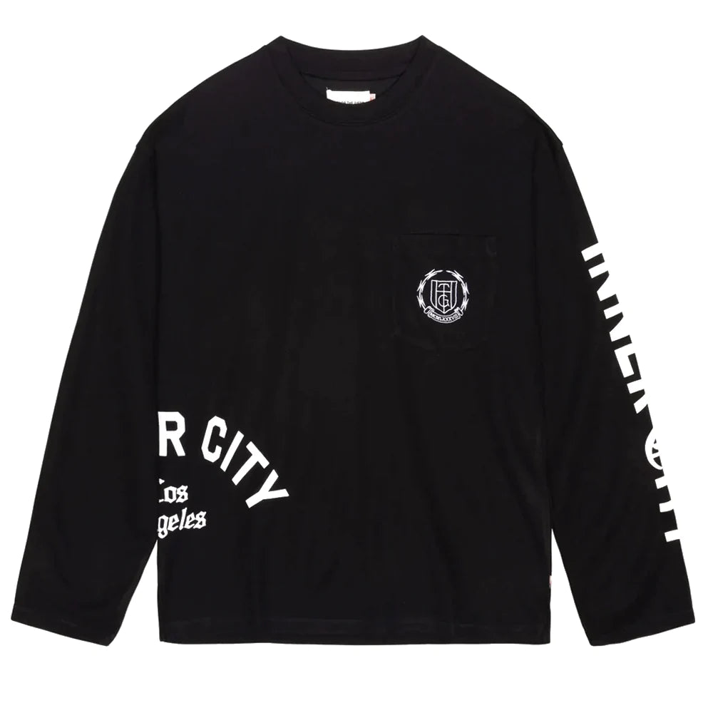 Angelino Long Sleeve T-Shirt for Men - Soft Cotton Crewneck Top in Black | Casual Wear, Layering & Everyday Comfort