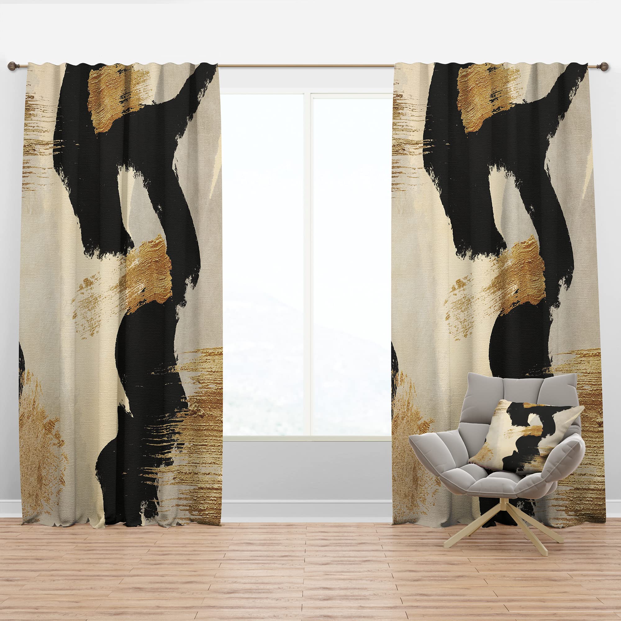 DesignQ Blackout Curtains 'Glam Collage II' - Thermal Insulated Single Panel (52x108 inches) for Bedroom & Living Room - Noise Reducing & Energy Saving Window Drapes for Better Sleep & Home Decor