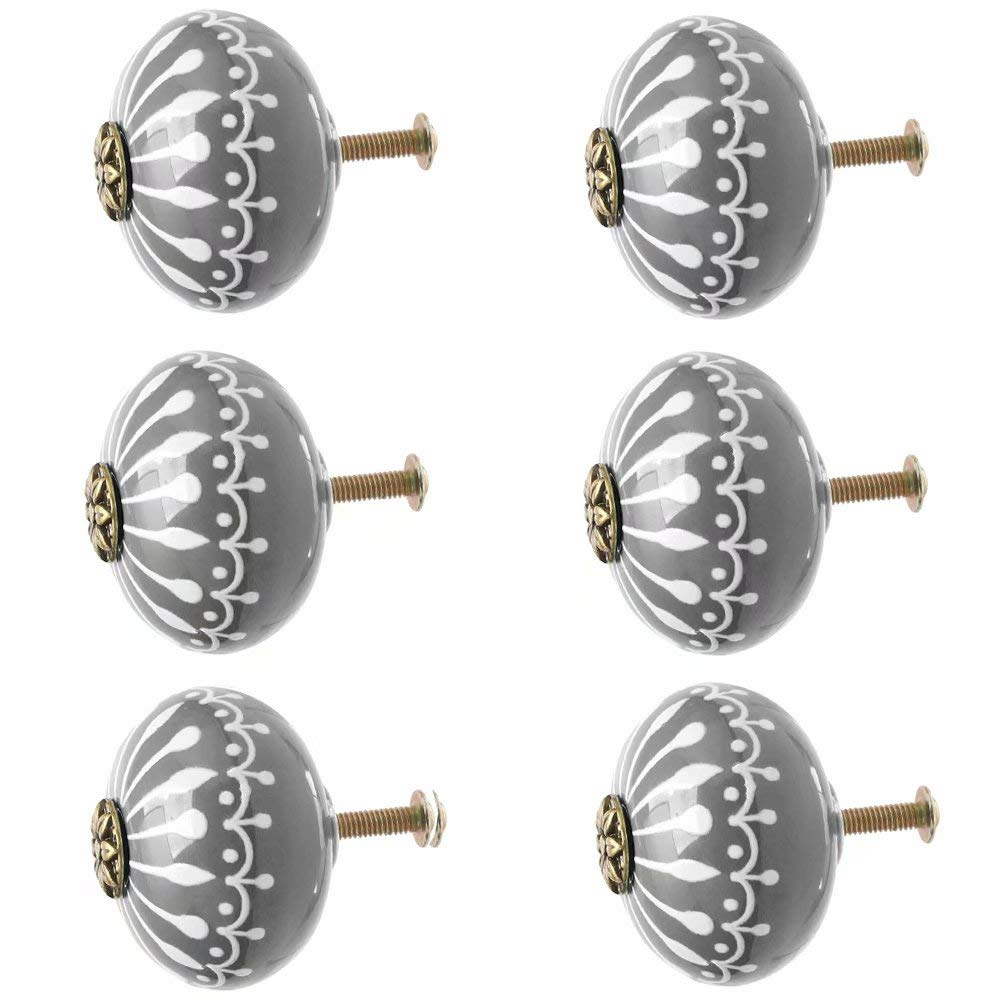 Vintage Hand Painted Ceramic Knobs - Round Drawer Pulls & Cabinet Handles for Furniture, Cupboard, Wardrobe & Door Replacement - Perfect for Kitchen, Bathroom & DIY Home Decor Projects