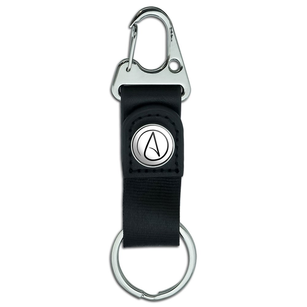 Premium Leather Keychain with Belt Clip & Carabiner - Atheist Symbol Key Ring for Keys, Backpacks, and Outdoor Gear | Durable Fabric Key Holder for Everyday Use