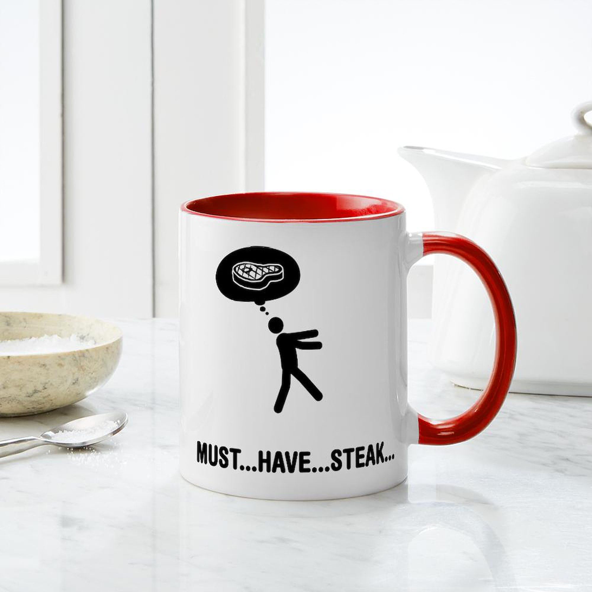 Steak Lover Ceramic Coffee Mug 11oz (325ml) - Perfect for BBQ Parties, Father's Day Gifts & Meat Lovers