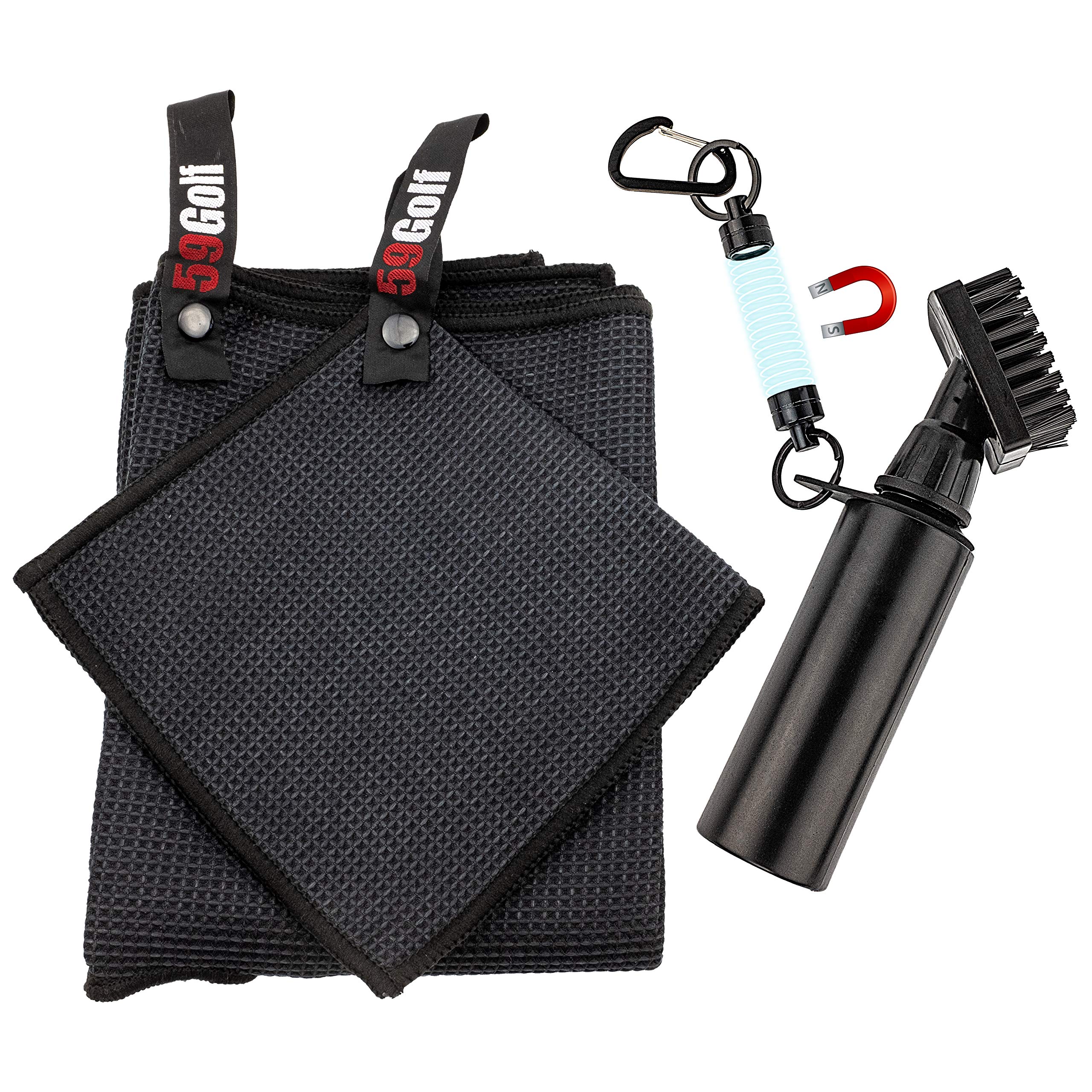 Premium Golf Club Cleaning Kit - Foam Brush with Tank & Magnetic Keychain for Home/Course Care